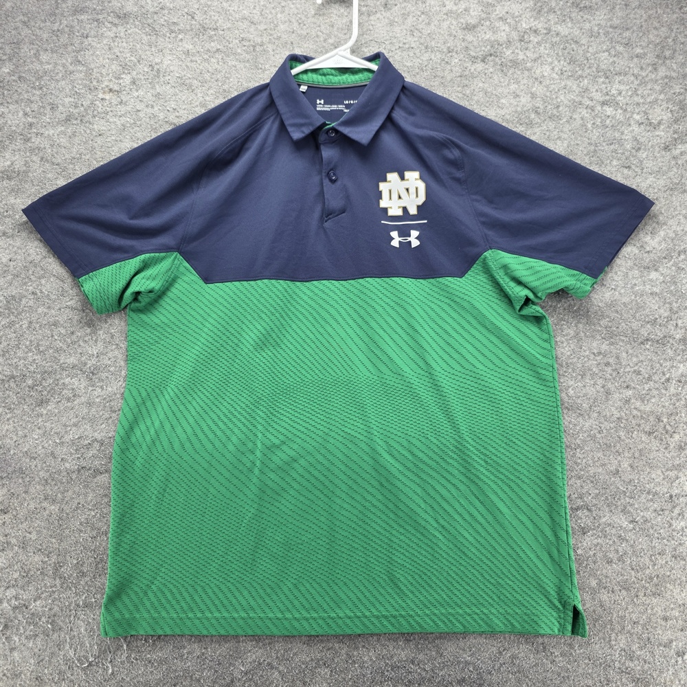 Notre Dame Fighting Irish Shirt Mens L Green NCAA Football Polo Under Armour